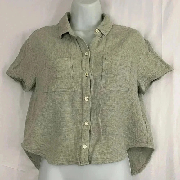 Madewell Soft Green Blouse Top XS Linen Blend Women's - Picture 9 of 9